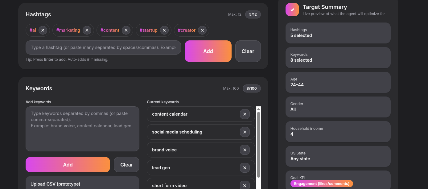 Landscape dashboard preview